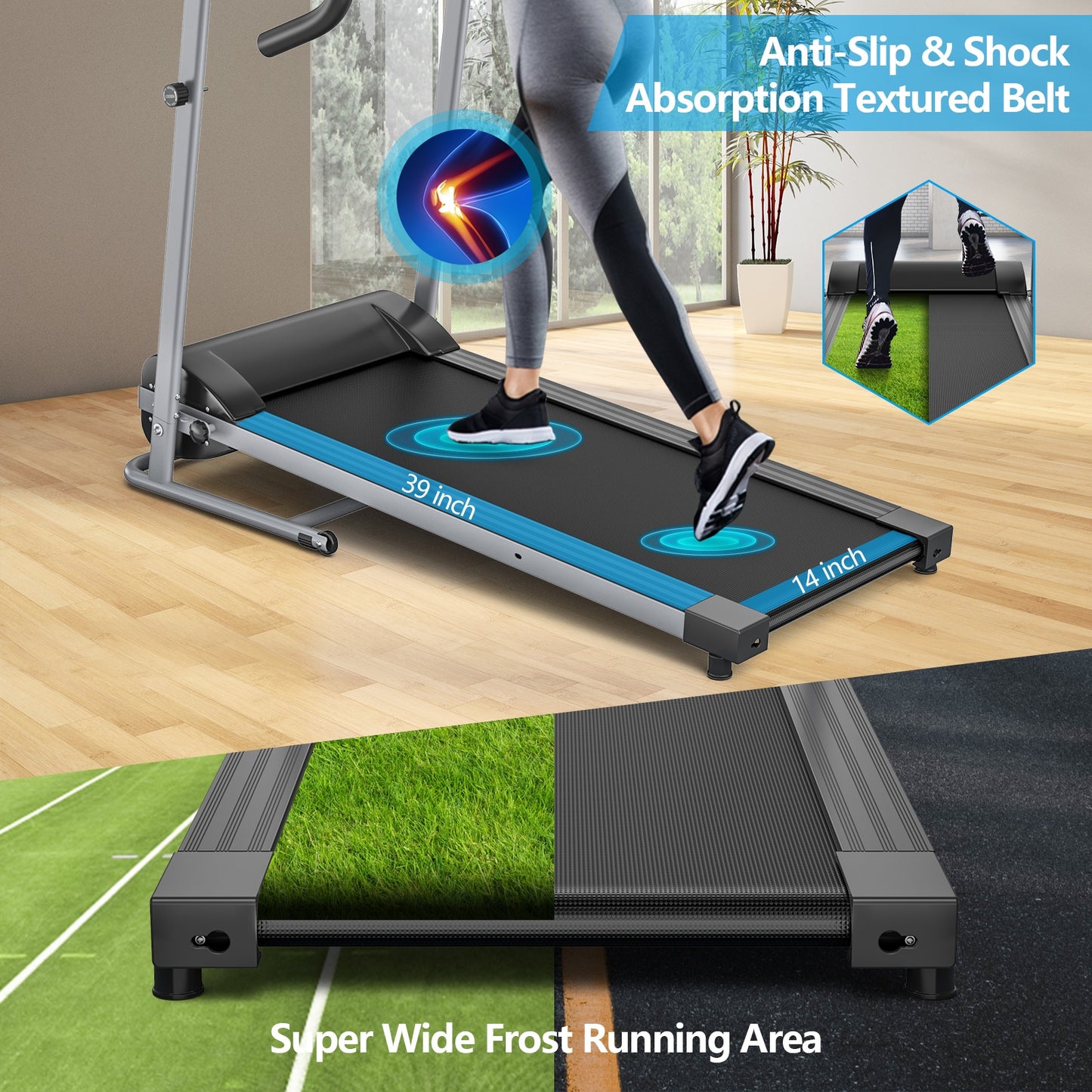 Electric Foldable Treadmill with LCD Display and Heart Rate Sensor Kids Crystal