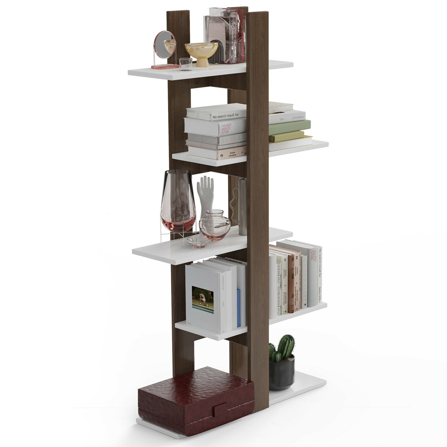 5-Tier Freestanding Bookshelf with Anti-Toppling Device Kids Crystal
