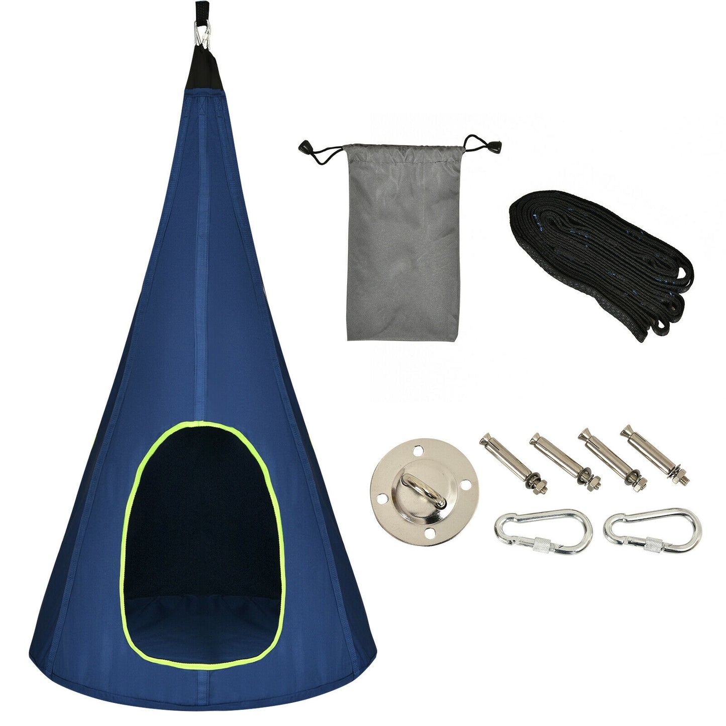 32 Inch Kids Nest Swing Chair Hanging Hammock Seat for Indoor Outdoor-Blue Kids Crystal