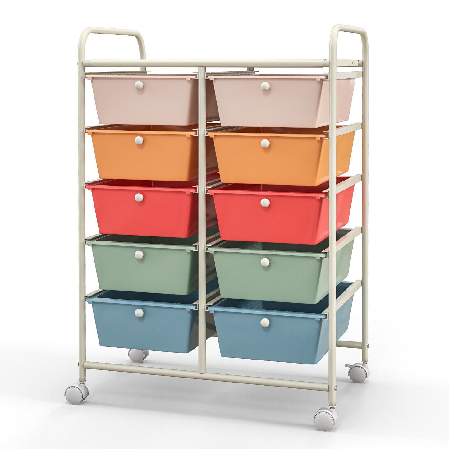 10-Drawer Rolling Storage Cart-Multicolor Kids Crystal
