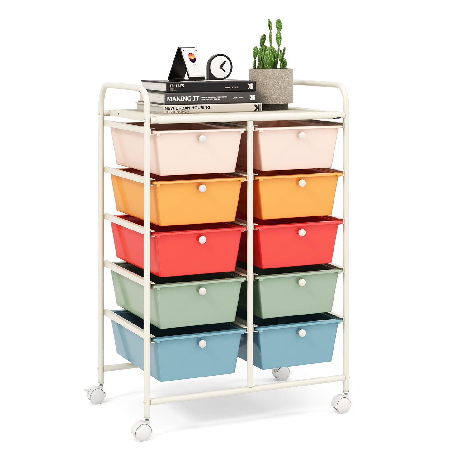 10-Drawer Rolling Storage Cart-Multicolor Kids Crystal
