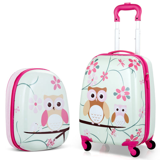2 Pieces 12 Inch 16 Inch Green ABS Kids Suitcase Luggage Set Kids Crystal