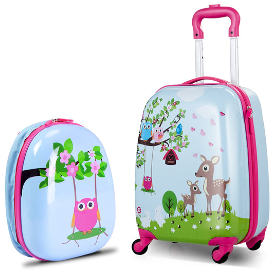 2 Pieces ABS Kids Suitcase Backpack Luggage Set Kids Crystal