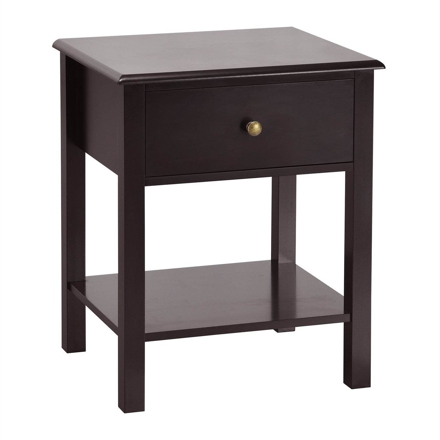 Nightstand End Table with Drawer and Shelf-Brown Kids Crystal