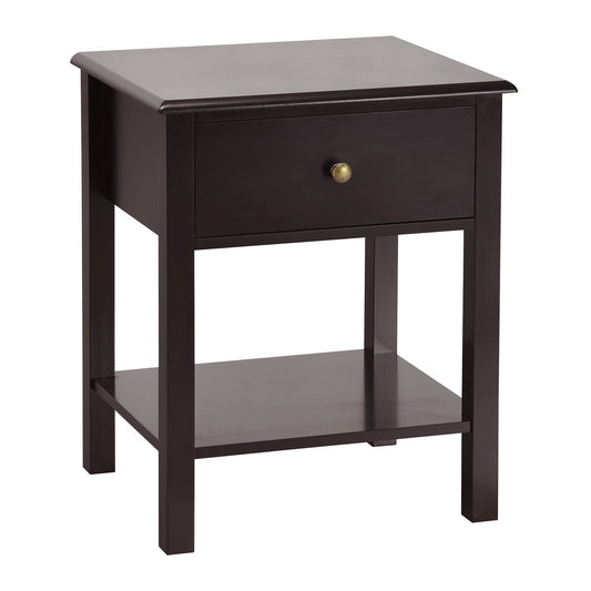 Nightstand End Table with Drawer and Shelf-Brown Kids Crystal