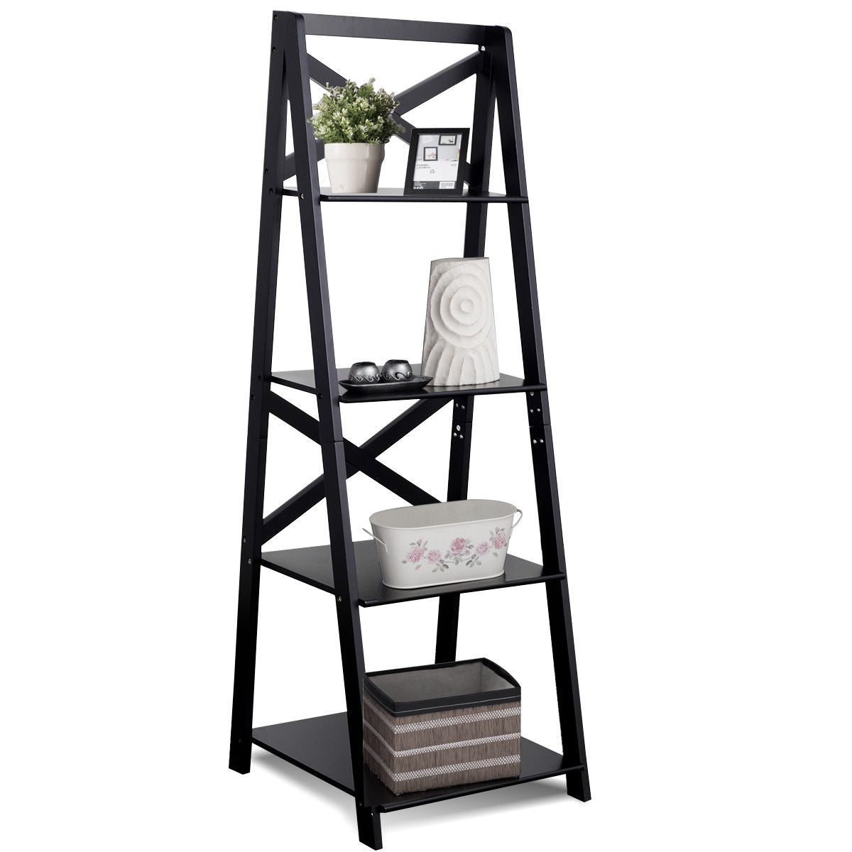 4-Tier Ladder Space-saving Bookshelf Kids Crystal
