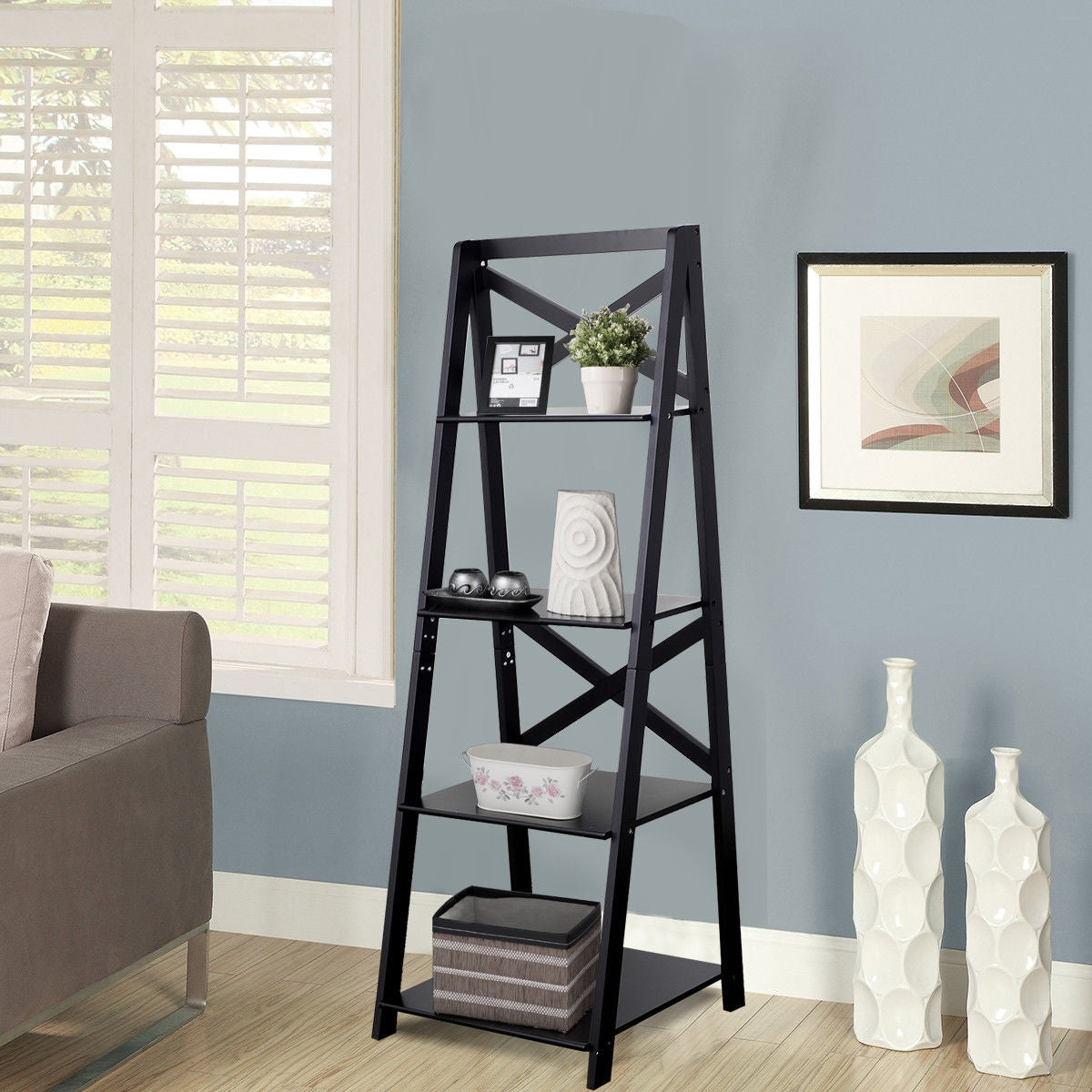4-Tier Ladder Space-saving Bookshelf Kids Crystal