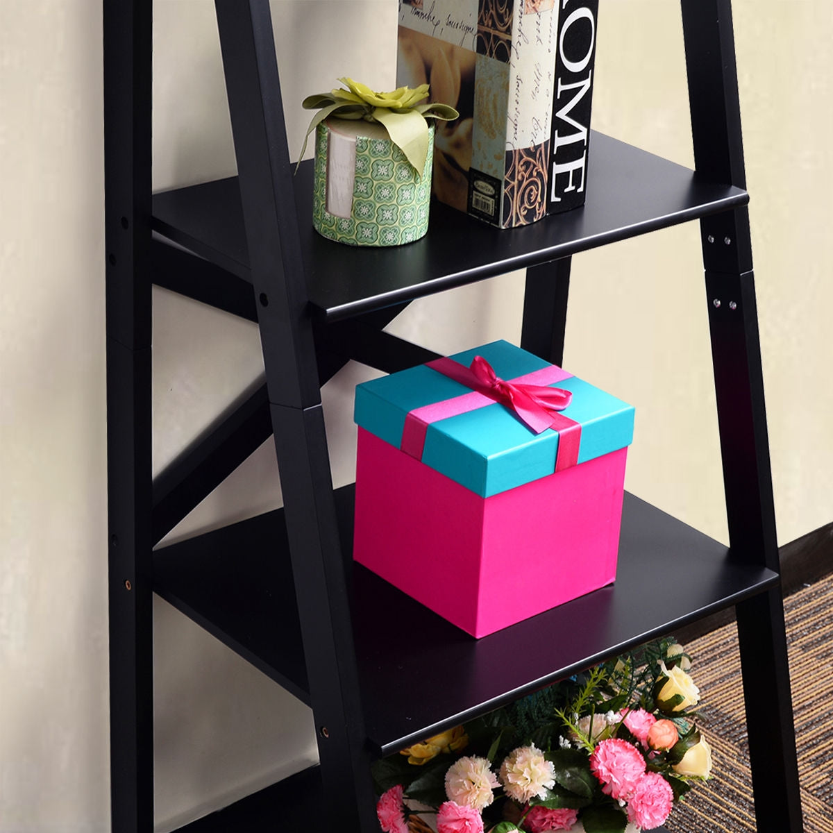 4-Tier Ladder Space-saving Bookshelf Kids Crystal