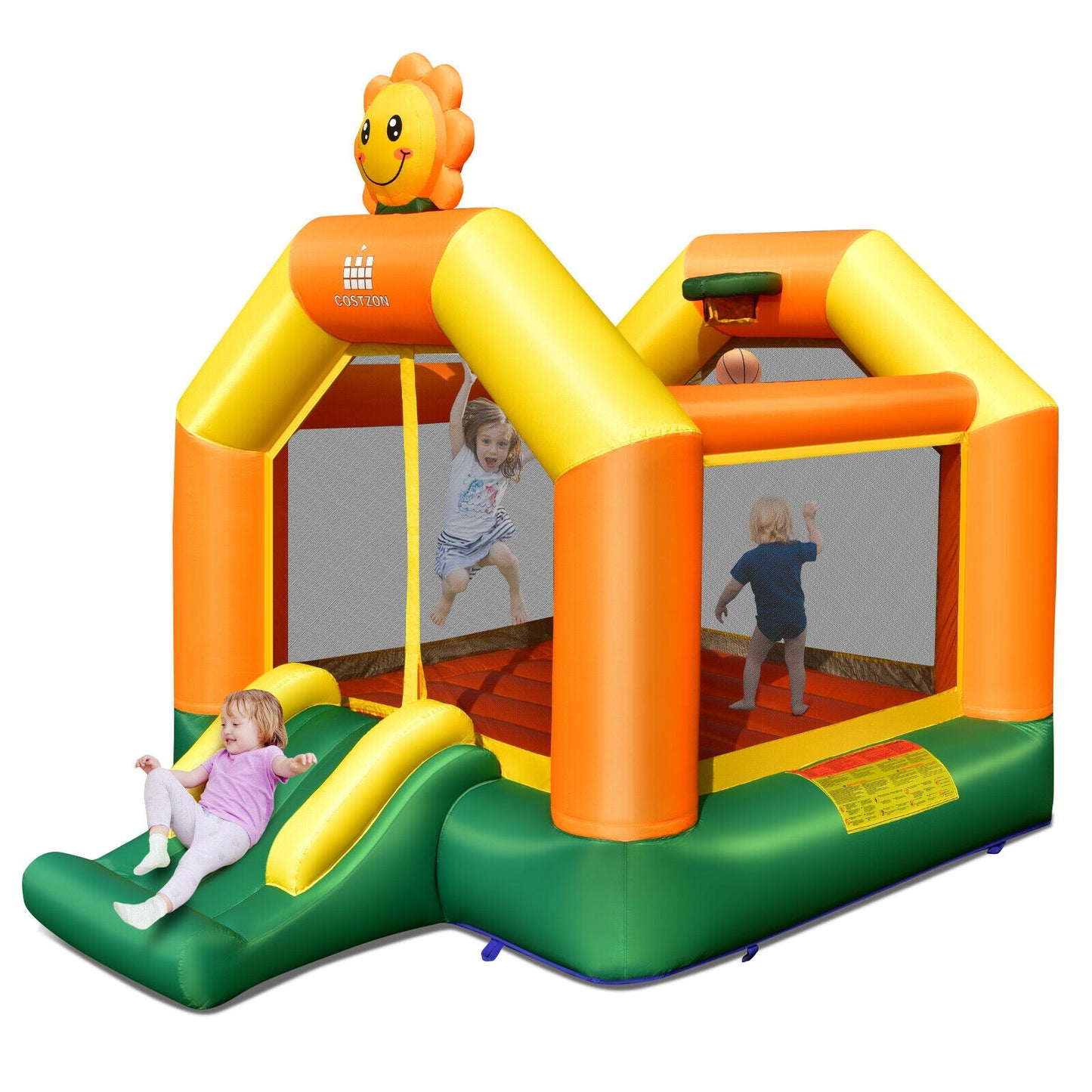 Kids Inflatable Bounce Jumping Castle House with Slide without Blower Kids Crystal