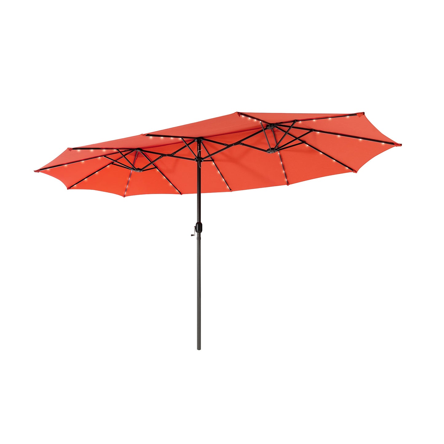 15 Feet Twin Patio Umbrella with 48 Solar LED Lights-Orange Kids Crystal