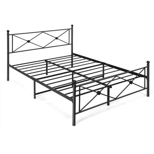 Full/Queen Size Metal Bed Frame Platform with Headboard-Full Size Kids Crystal