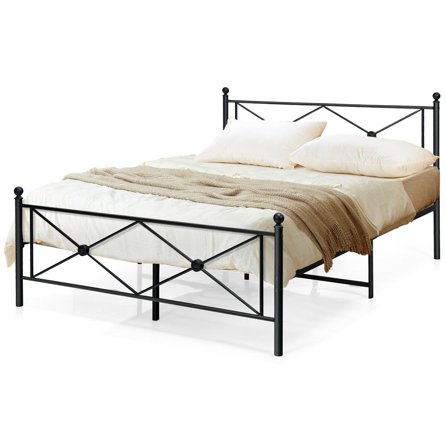 Full/Queen Size Metal Bed Frame Platform with Headboard-Queen Size Kids Crystal