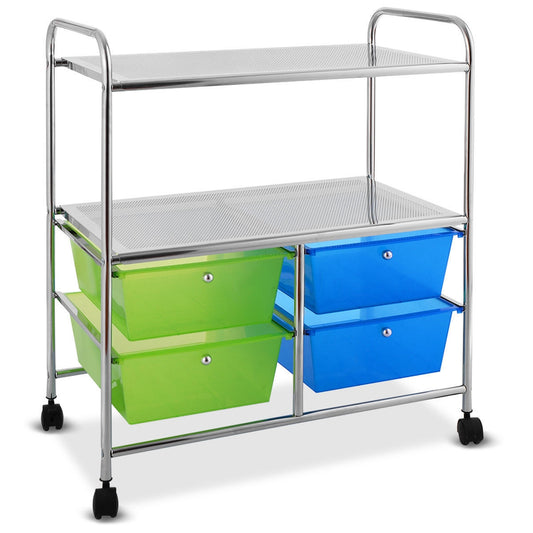 4 Drawers Shelves Rolling Storage Cart Rack-Blue & Green Kids Crystal