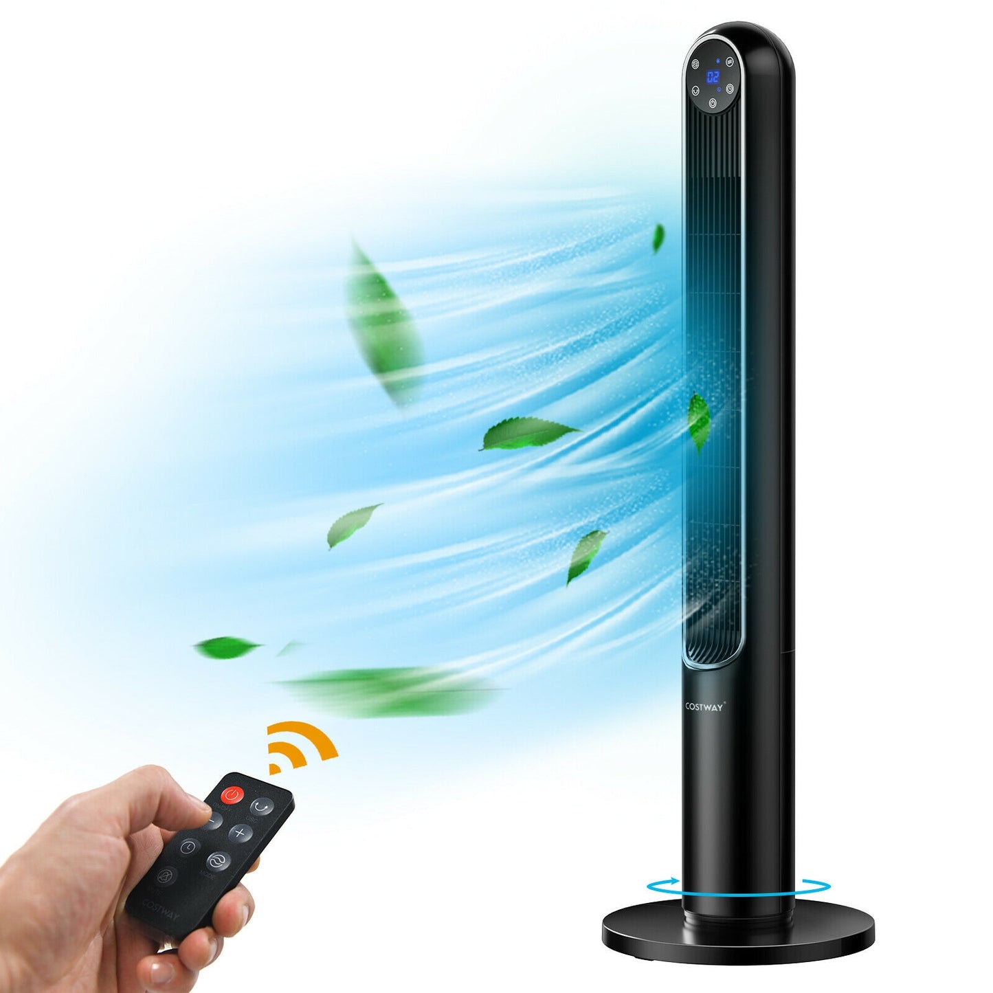 42 Inch 80 Degree Tower Fan with Smart Display Panel and Remote Control-Black Kids Crystal