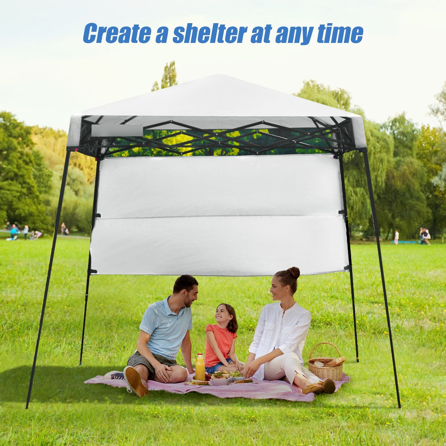 7 x 7 Feet Sland Adjustable Portable Canopy Tent with Backpack-White Kids Crystal