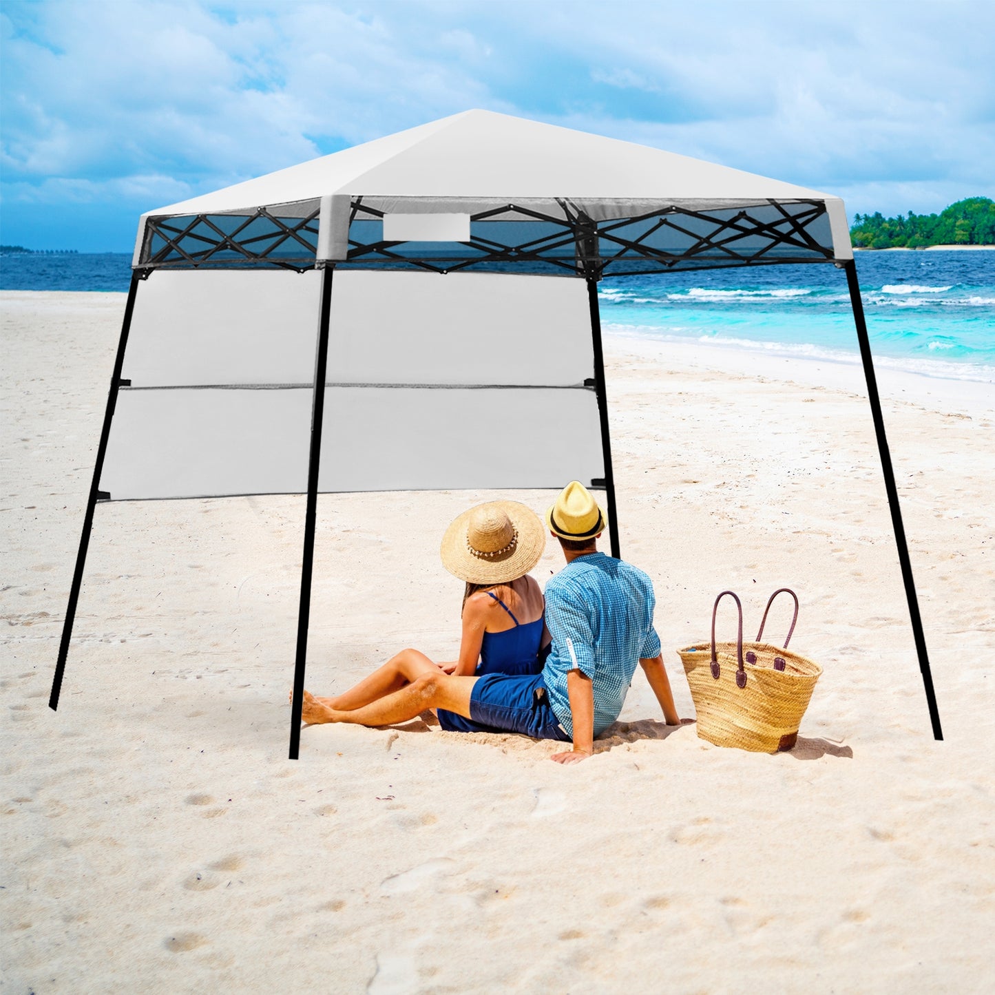 7 x 7 Feet Sland Adjustable Portable Canopy Tent with Backpack-White Kids Crystal