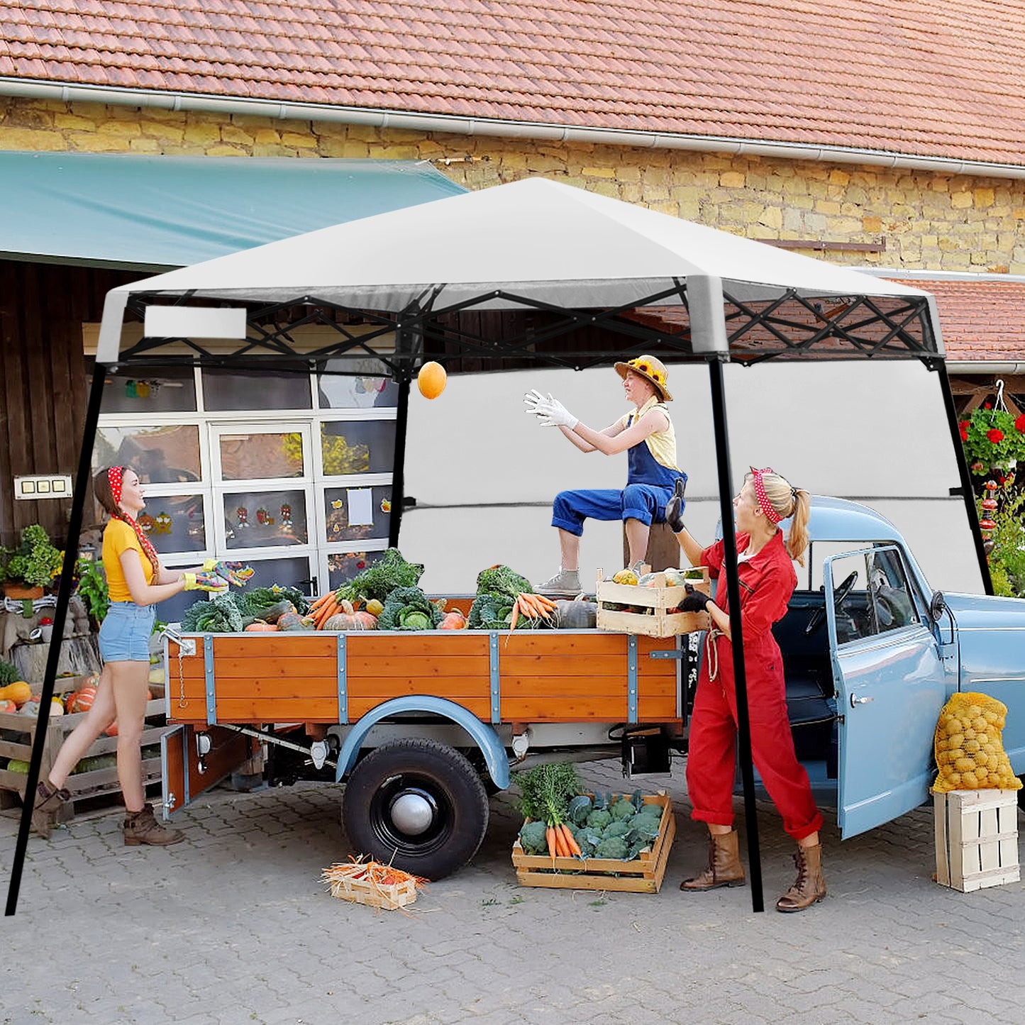 7 x 7 Feet Sland Adjustable Portable Canopy Tent with Backpack-White Kids Crystal