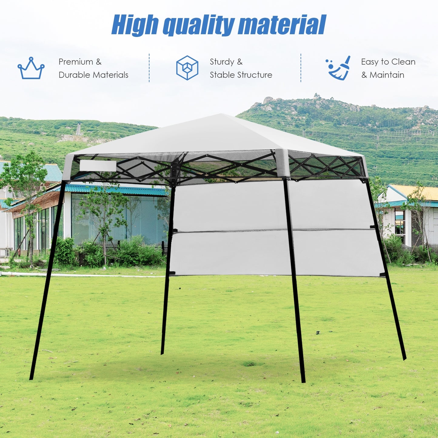 7 x 7 Feet Sland Adjustable Portable Canopy Tent with Backpack-White Kids Crystal
