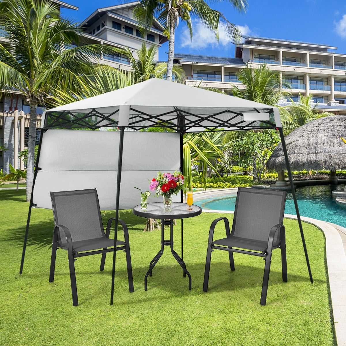 7 x 7 Feet Sland Adjustable Portable Canopy Tent with Backpack-White Kids Crystal