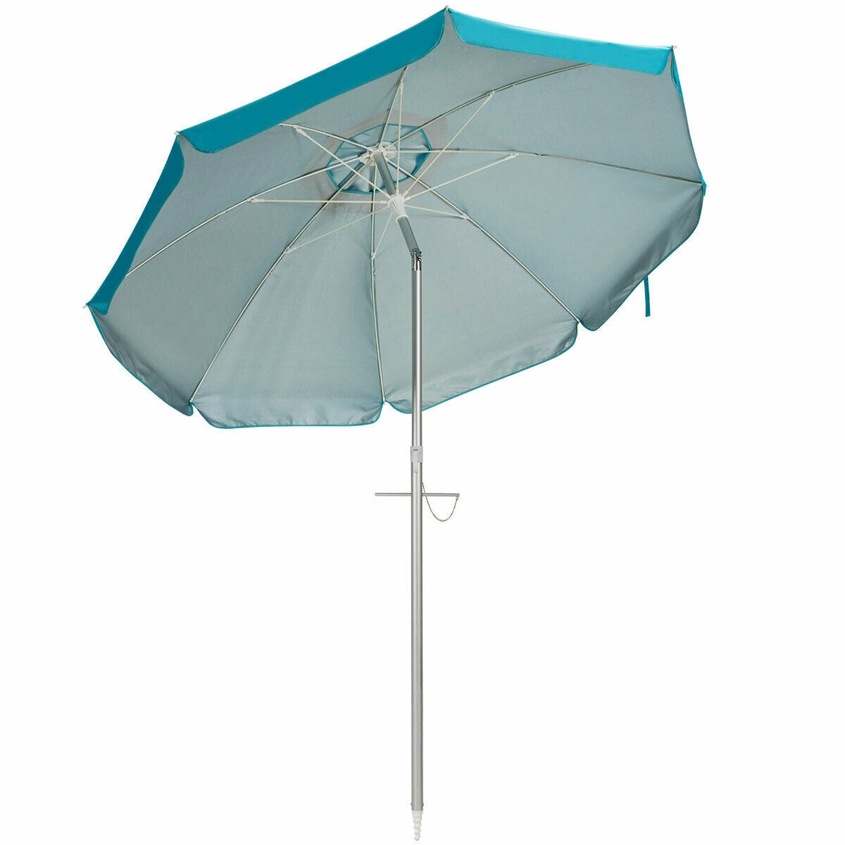 6.5 Feet Beach Umbrella with Sun Shade and Carry Bag without Weight Base-Blue Kids Crystal