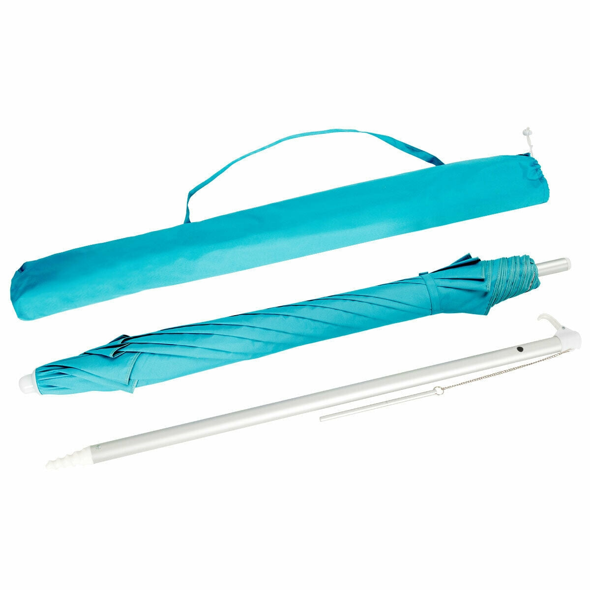 6.5 Feet Beach Umbrella with Sun Shade and Carry Bag without Weight Base-Blue Kids Crystal
