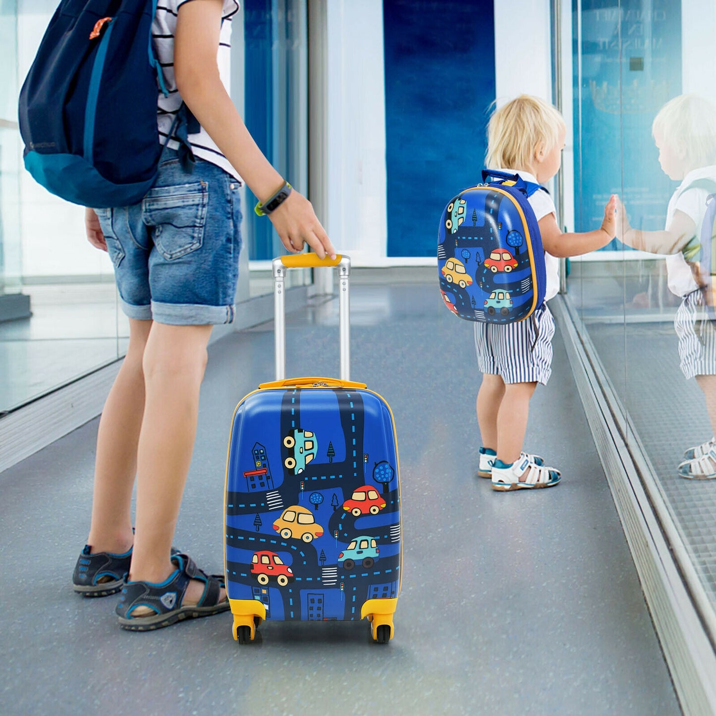 2 Pieces Kids Luggage Set with Backpack and Suitcase for Travel Kids Crystal