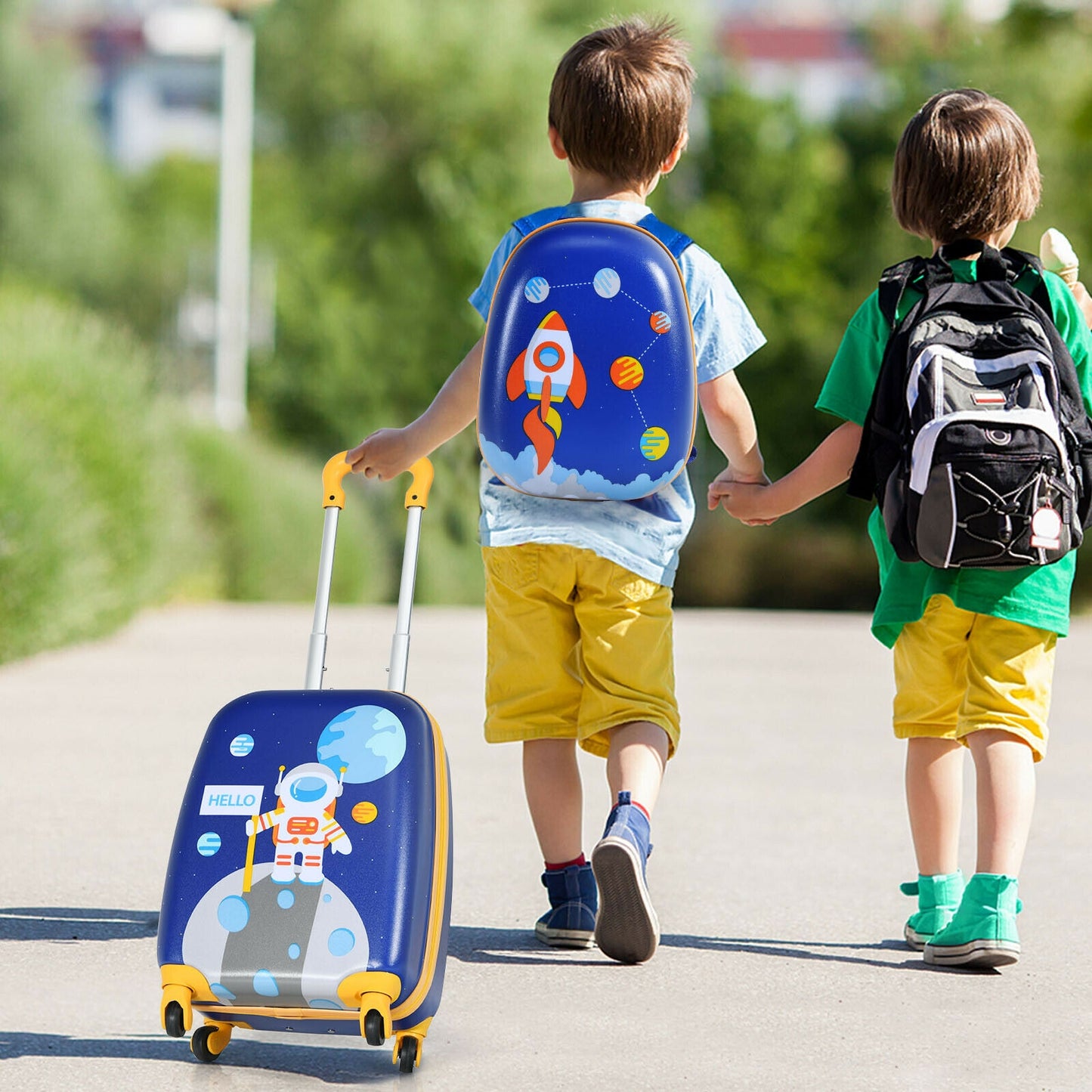 2 Pieces Kids Lightweight Luggage Set with Backpack and Suitcase for Travel Kids Crystal