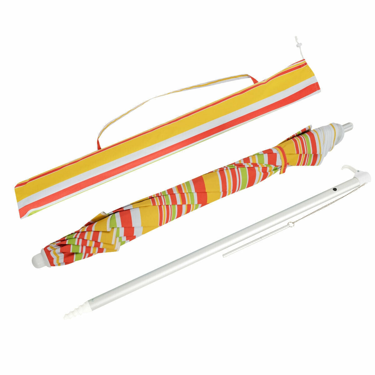 6.5 Feet Beach Umbrella with Sun Shade and Carry Bag without Weight Base-Orange Kids Crystal