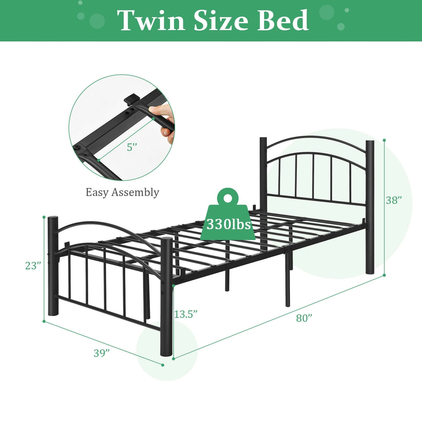 Modern Platform Bed with Headboard and Footboard-Twin size Kids Crystal