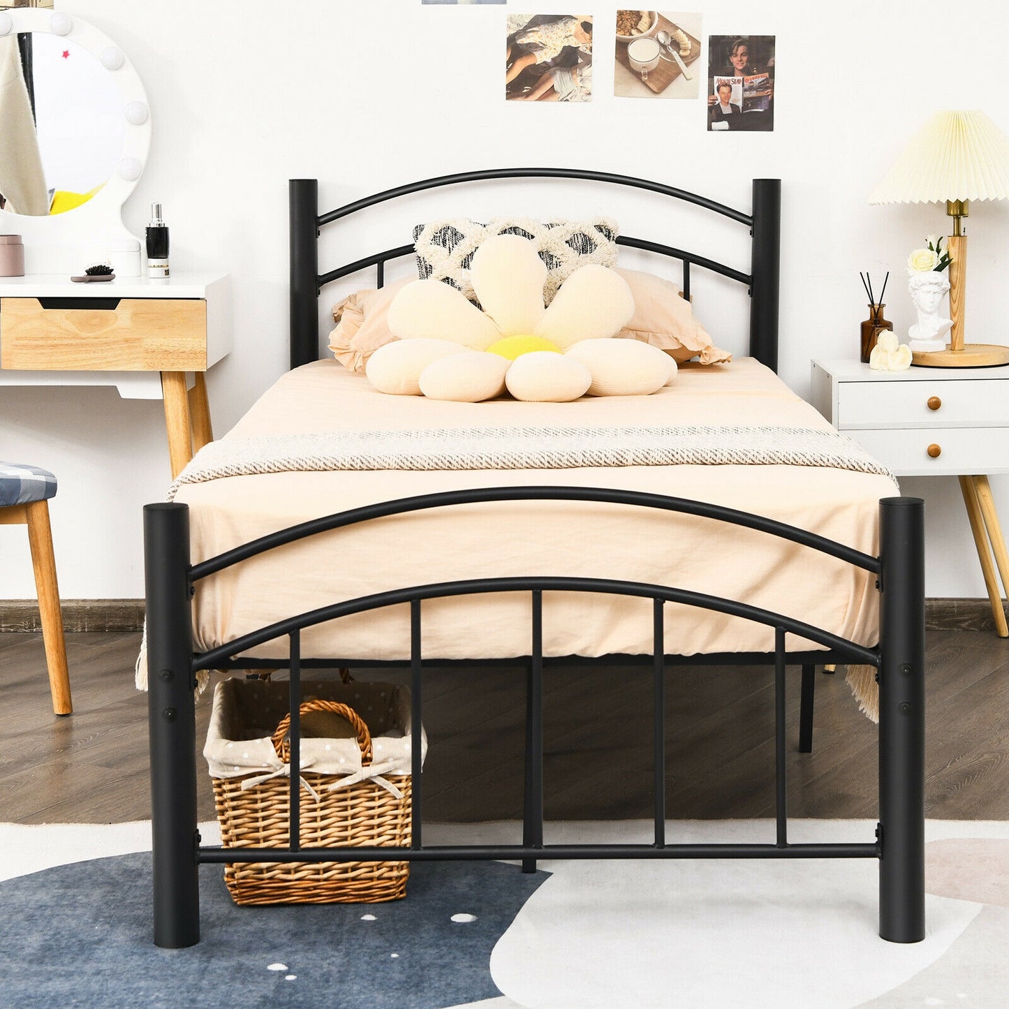 Modern Platform Bed with Headboard and Footboard-Twin size Kids Crystal