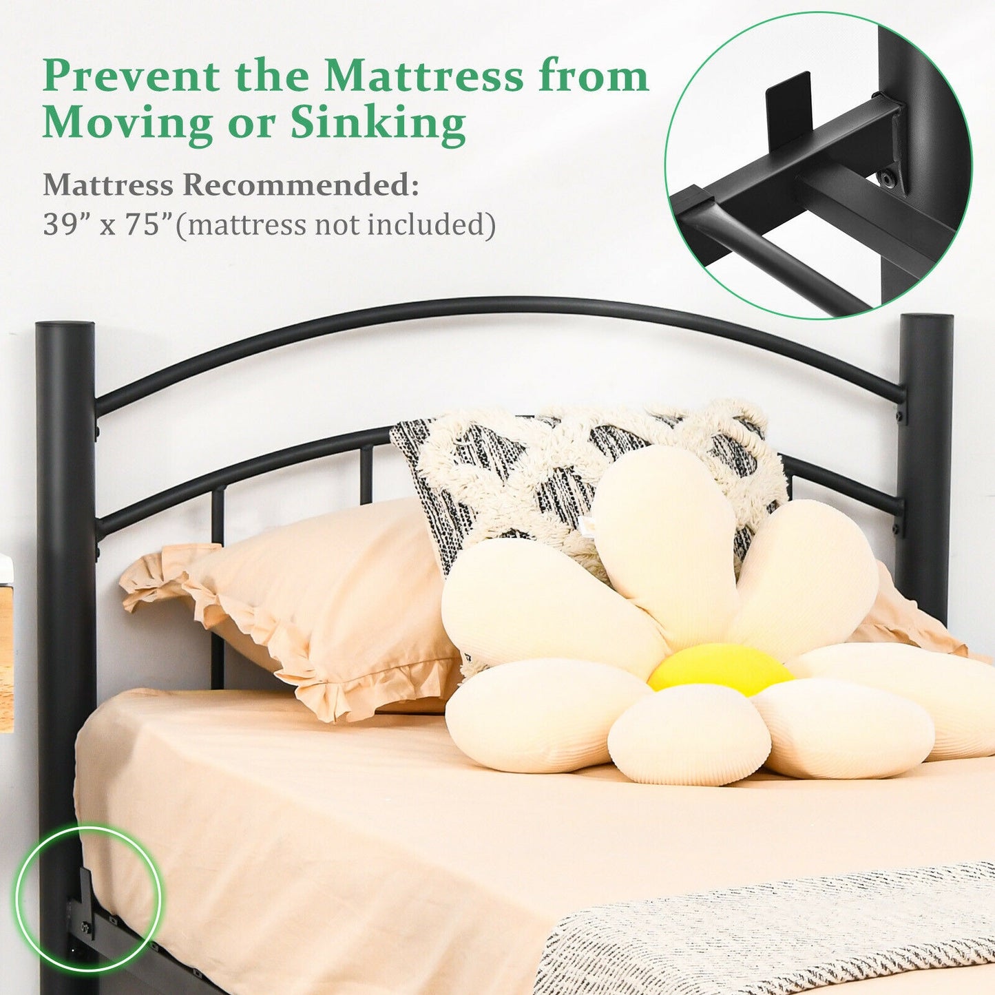 Modern Platform Bed with Headboard and Footboard-Twin size Kids Crystal