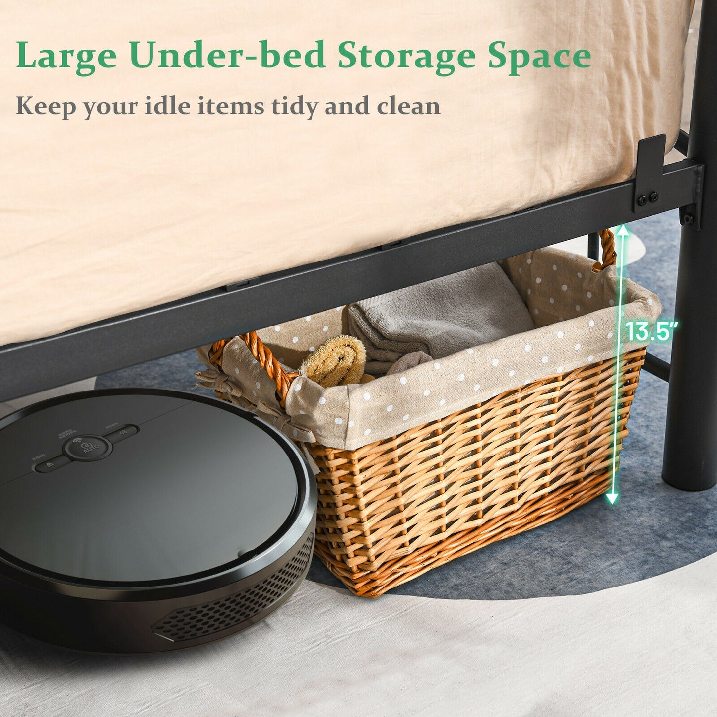 Modern Platform Bed with Headboard and Footboard-Queen Size Kids Crystal