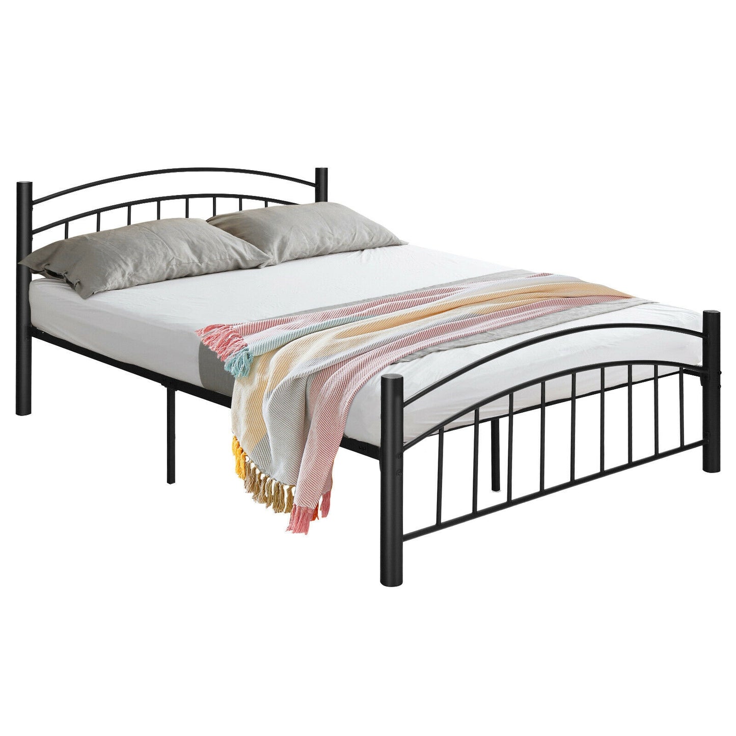 Modern Platform Bed with Headboard and Footboard-Queen Size Kids Crystal