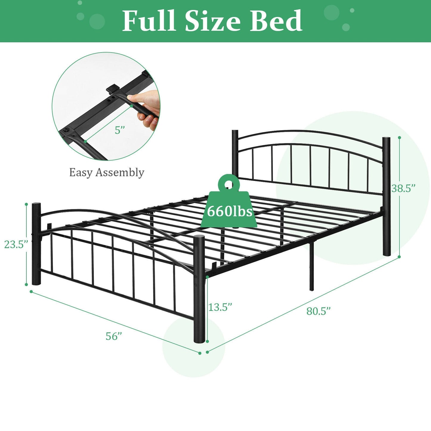 Modern Platform Bed with Headboard and Footboard-Full Size Kids Crystal