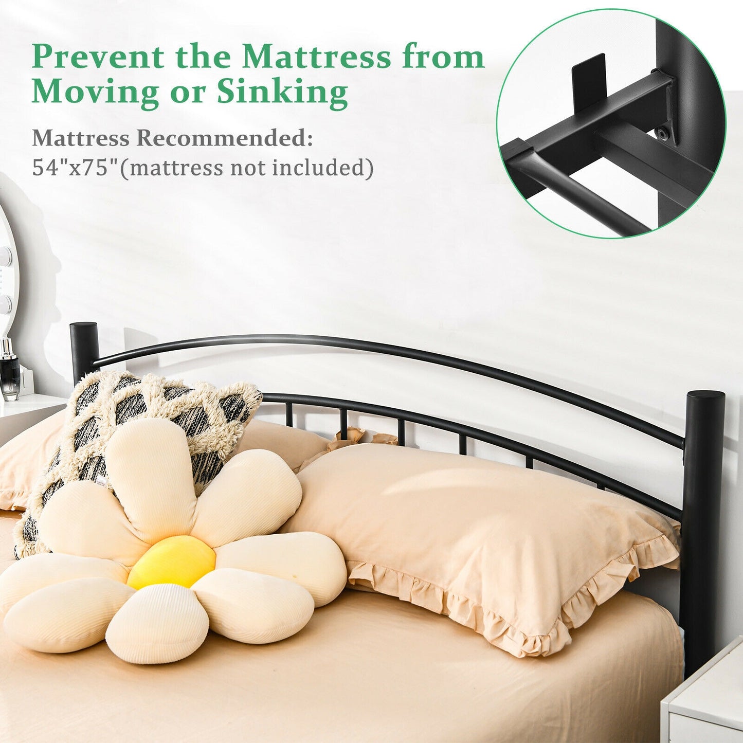 Modern Platform Bed with Headboard and Footboard-Full Size Kids Crystal