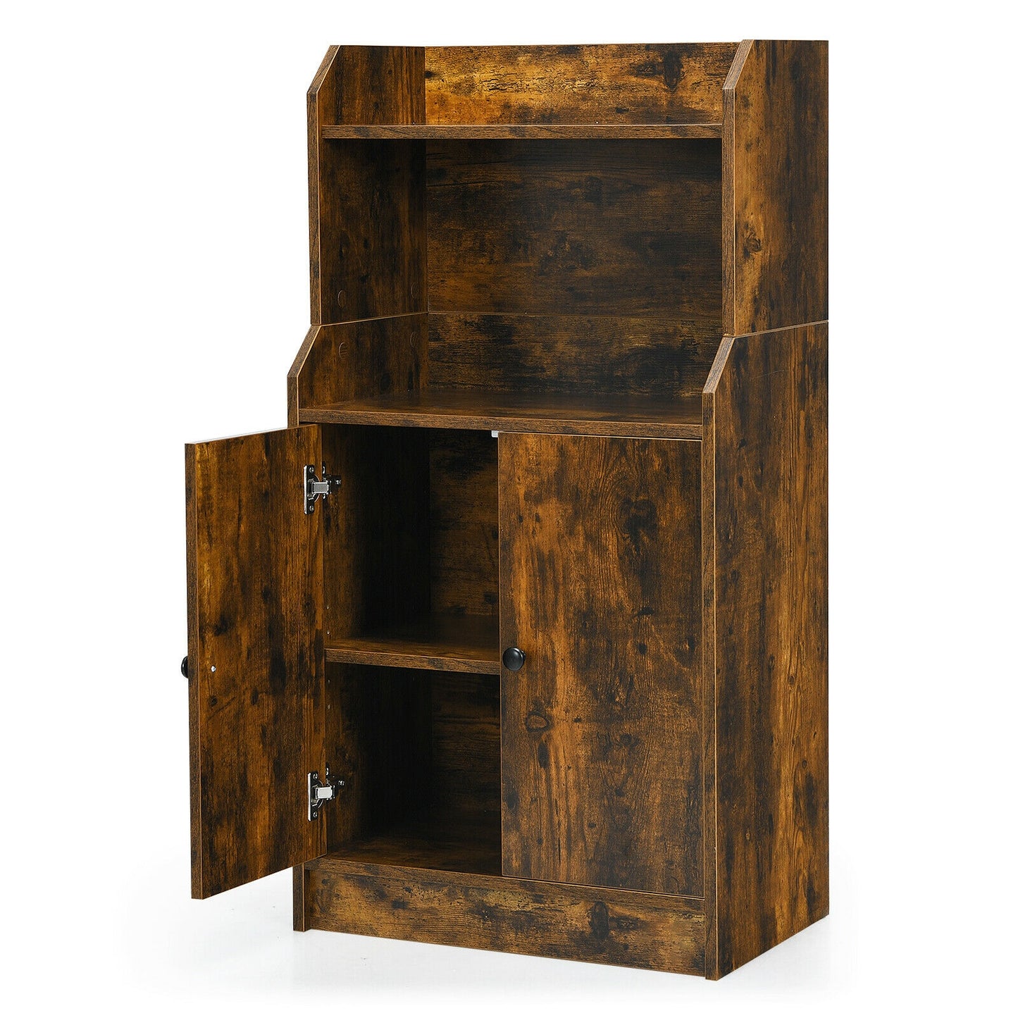 Storage Cabinet Bookcase with Doors and Display Shelf-Rustic Brown Kids Crystal