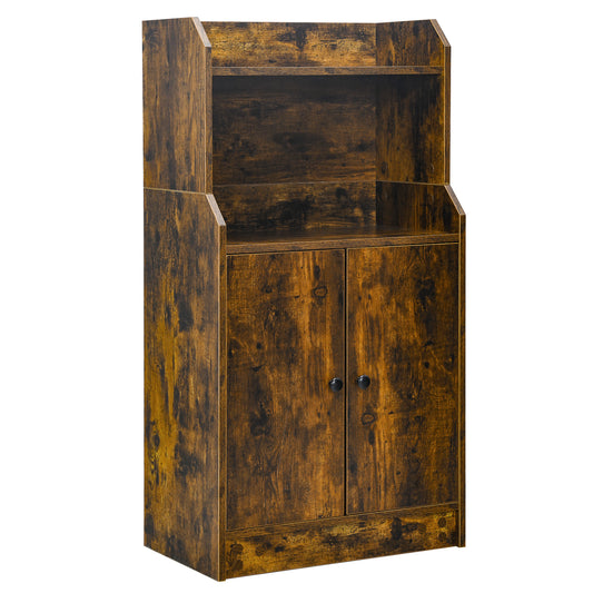 Storage Cabinet Bookcase with Doors and Display Shelf-Rustic Brown Kids Crystal
