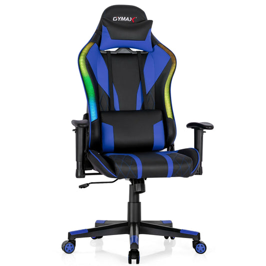 Gaming Chair Adjustable Swivel Computer Chair with Dynamic LED Lights-Blue Kids Crystal
