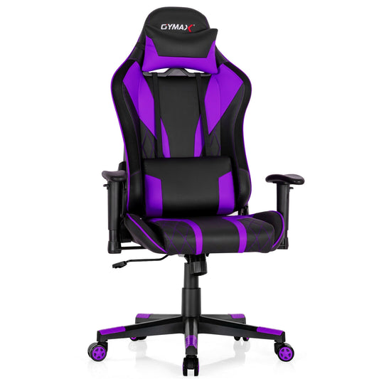 Gaming Chair Adjustable Swivel Computer Chair with Dynamic LED Lights-Purple Kids Crystal