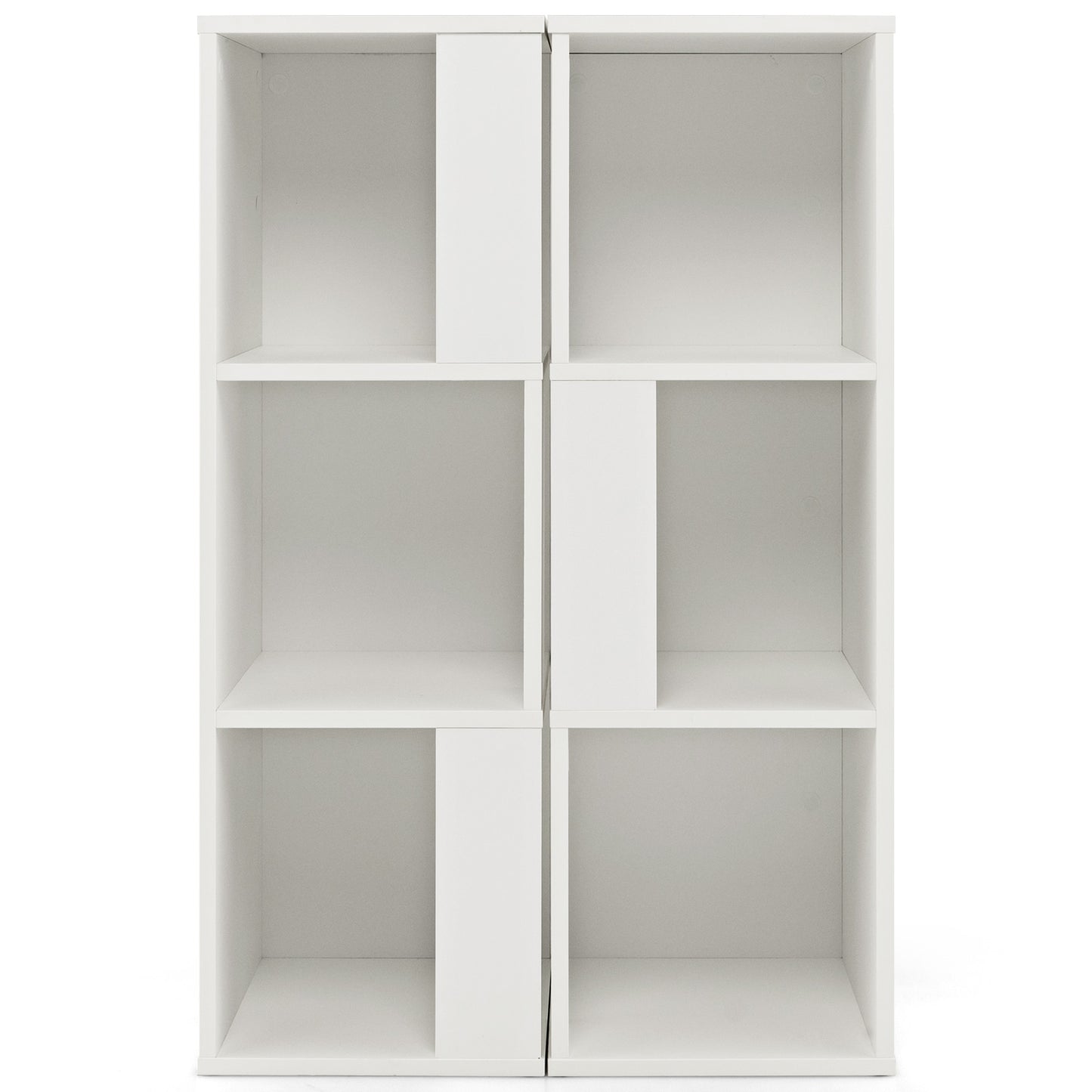 3-Tier 6 Cube Freestanding Bookcase with Anti-toppling Device-White Kids Crystal