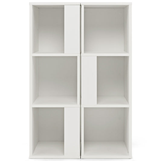 3-Tier 6 Cube Freestanding Bookcase with Anti-toppling Device-White Kids Crystal