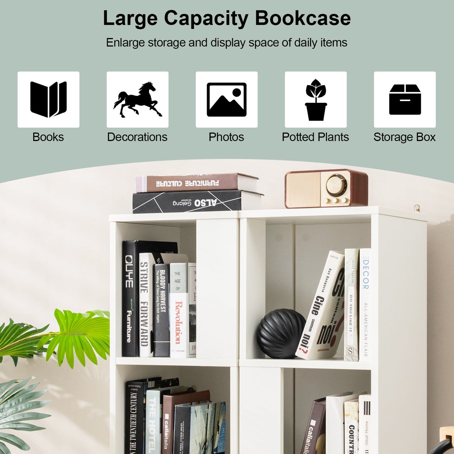 3-Tier 6 Cube Freestanding Bookcase with Anti-toppling Device-White Kids Crystal