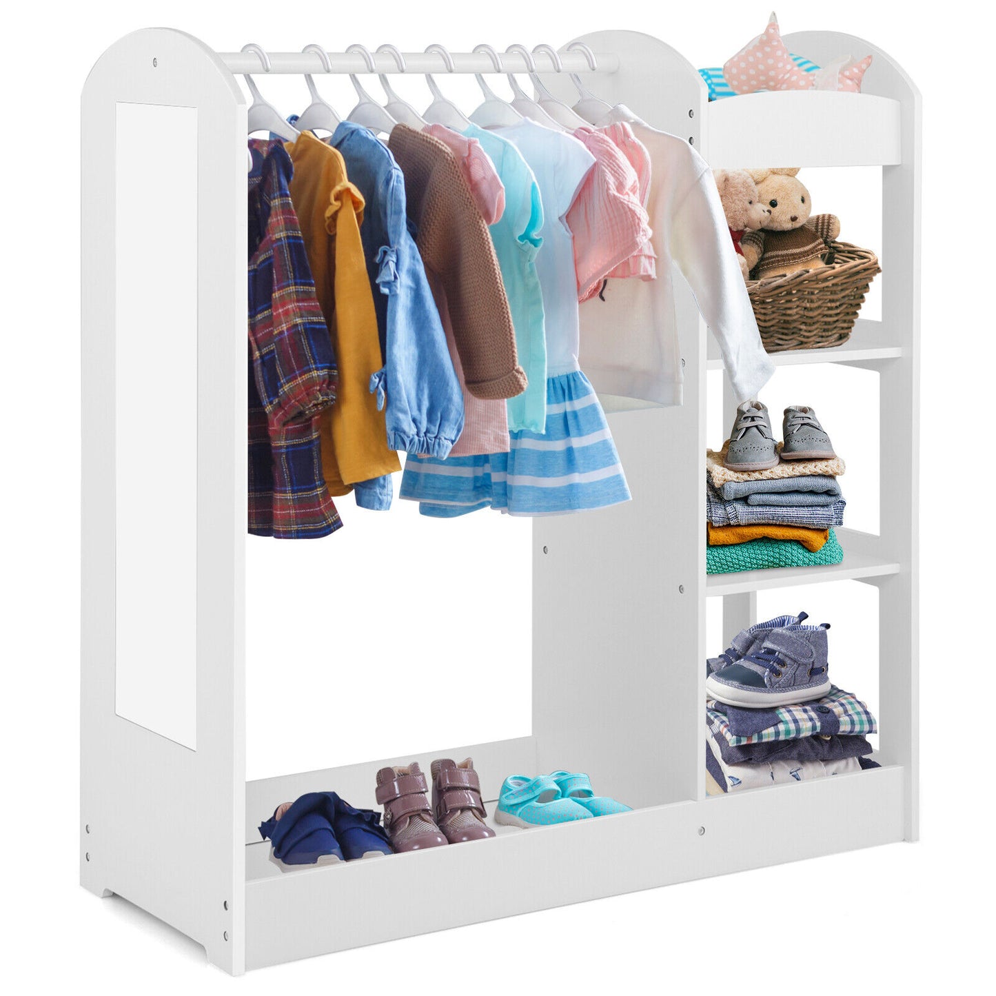 Kids Dress Up Storage with Mirror-White Kids Crystal