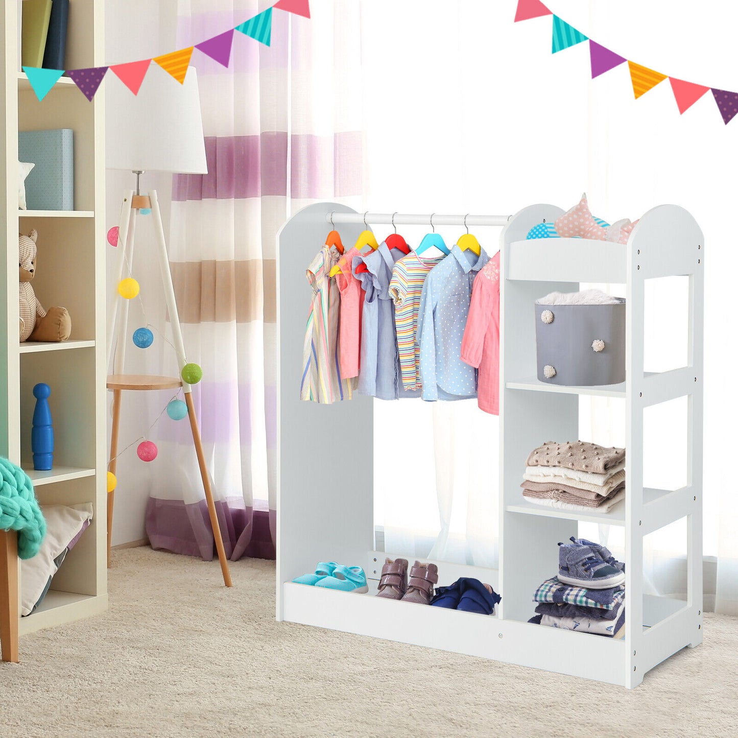 Kids Dress Up Storage with Mirror-White Kids Crystal