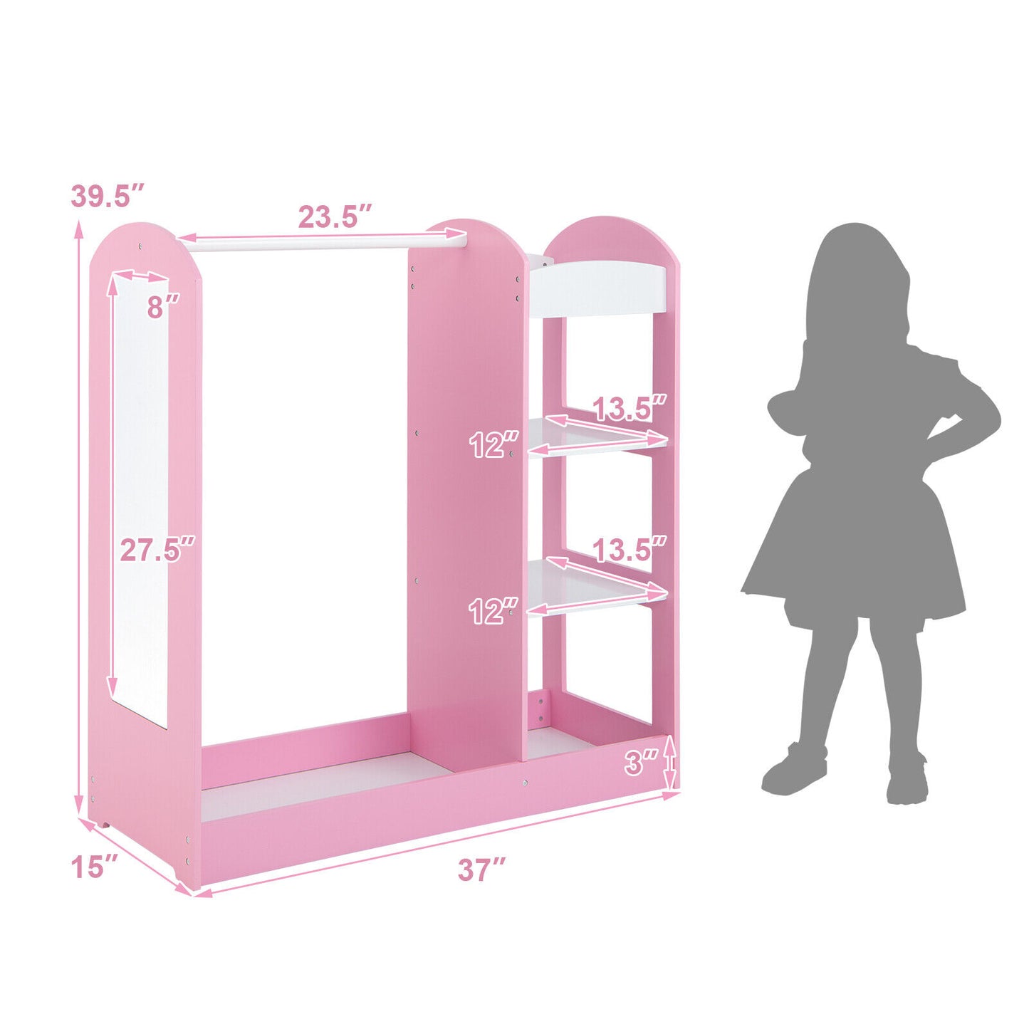 Kids Dress Up Storage with Mirror-Pink Kids Crystal