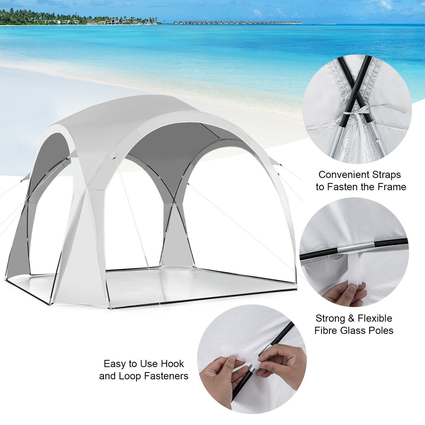 11 x 11 Inch Patio Sun Shade Shelter Canopy Tent Portable UPF 50+ Outdoor Beach-White Kids Crystal