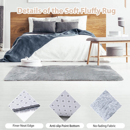 4x6 Feet Modern Soft Shag Rug with Non-slip Grip Dots-Light Gray