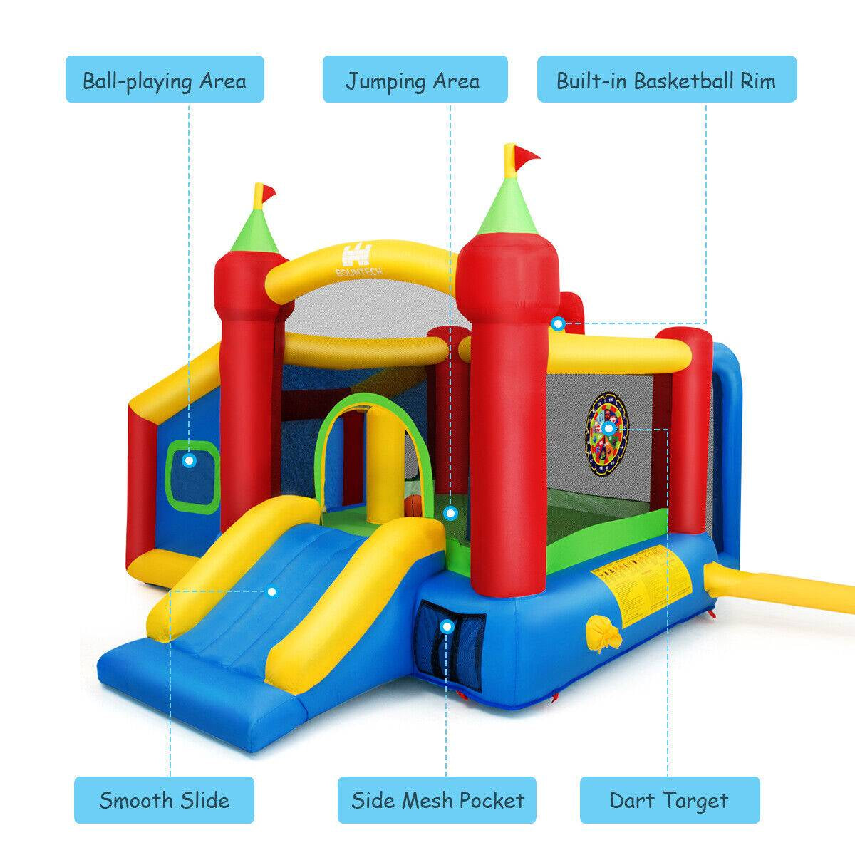 Inflatable Bounce House Kids Slide Jumping Castle without Blower Kids Crystal