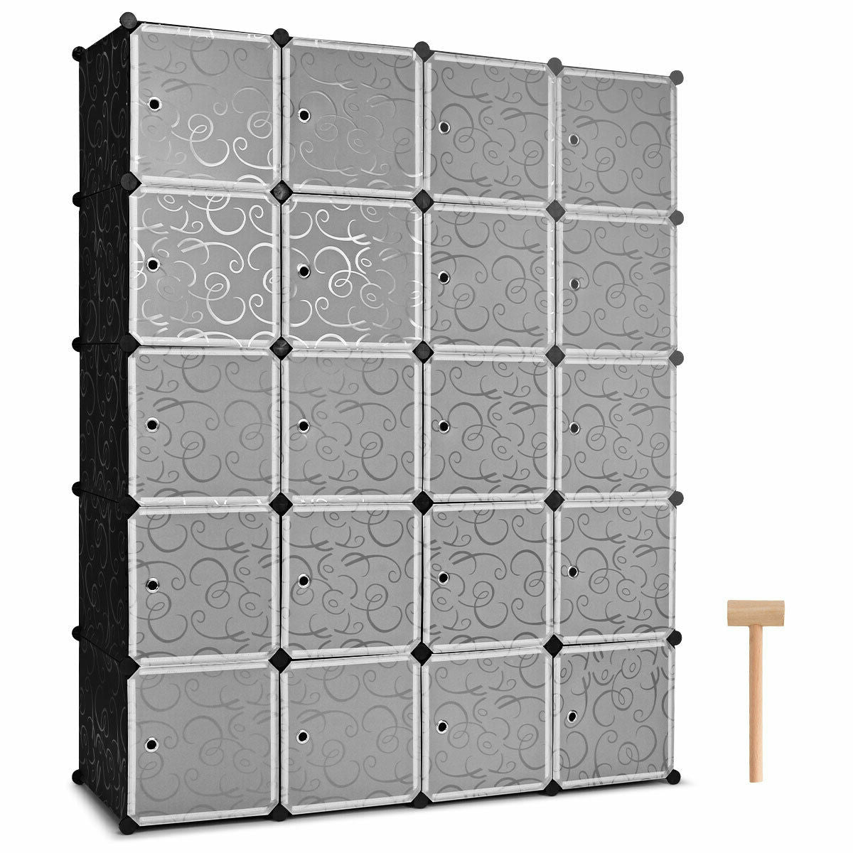 20-Cube DIY Plastic Cube Storage Organizer with Doors Kids Crystal