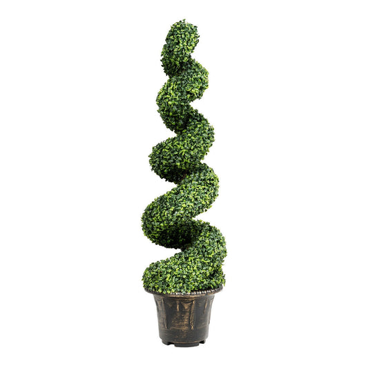 4 Feet Artificial Boxwood Spiral Green Leaves Tree Kids Crystal